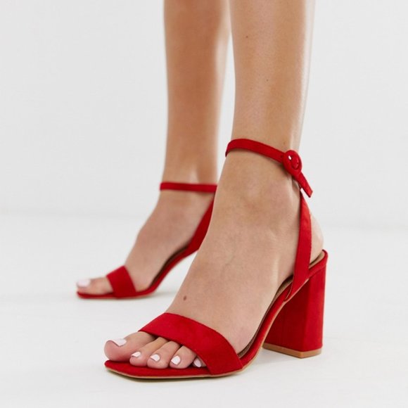 Raid Shoes - Red Mcro-fiber Heeled Sandal